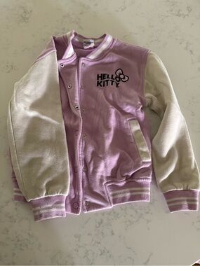 Hello Kitty Lavender and White Retro Letterman Sweatshirt Jacket 8/10